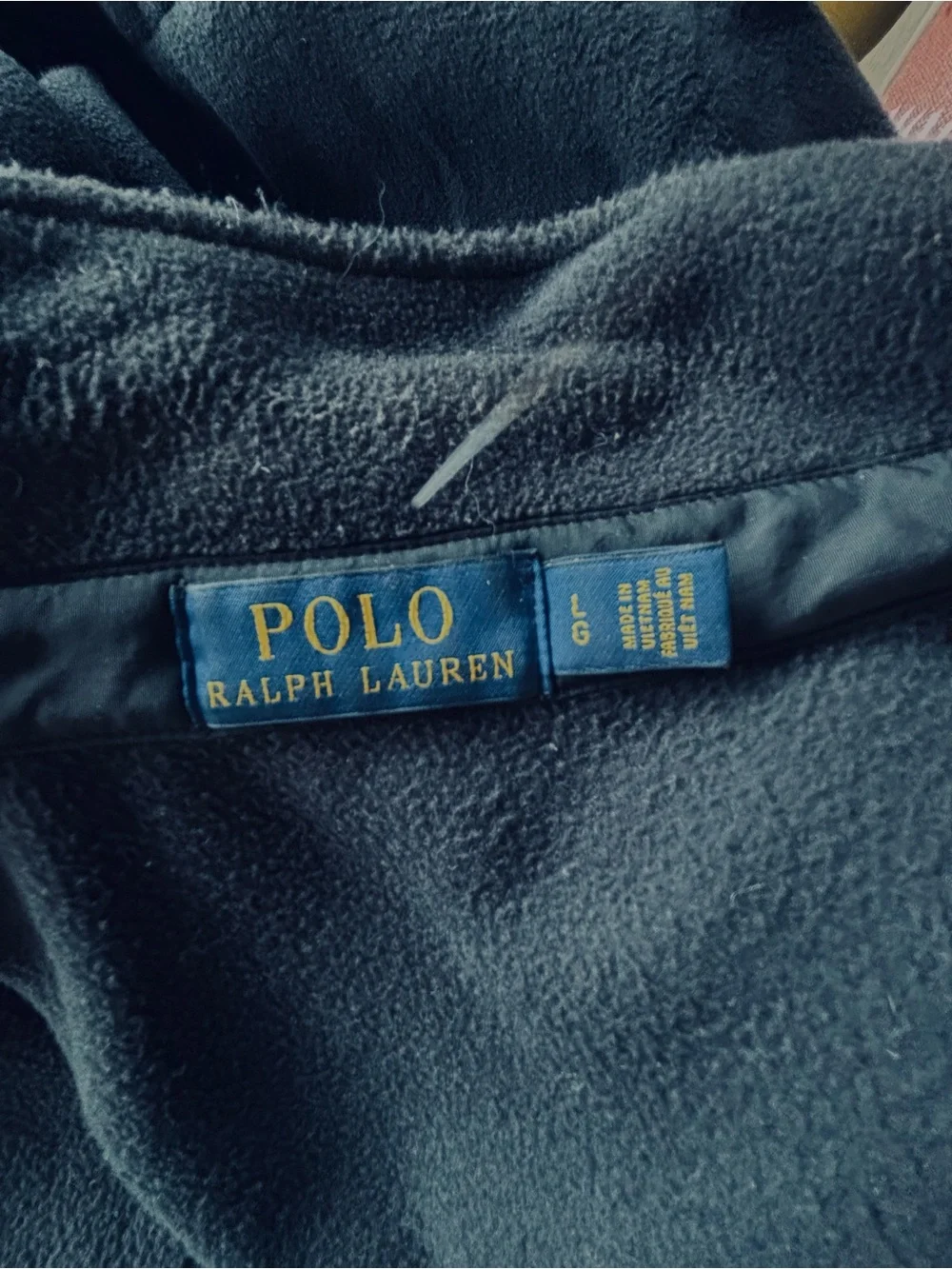 Polo Ralph Lauren Men’s Fleece Jacket Full Zip Black Large L Excellent Condition